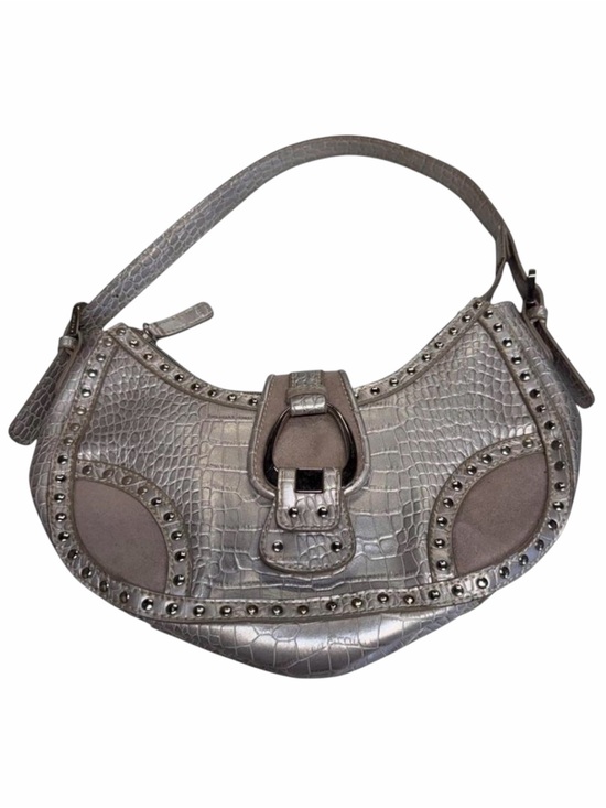 Nine West Handbags - Vintage Y2K Faux Croc Hobo Bag Women’s Silver Buckle Studded Mcbling 2000s Glam